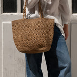 Sca cabas ajouré en raphia thé porté main - PALMA thé