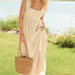 Sac cabas en raphia fait main porté main -MINI OLIKA thé