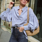 Sac cabas en raphia thé porté épaule - MINI OLIKA 