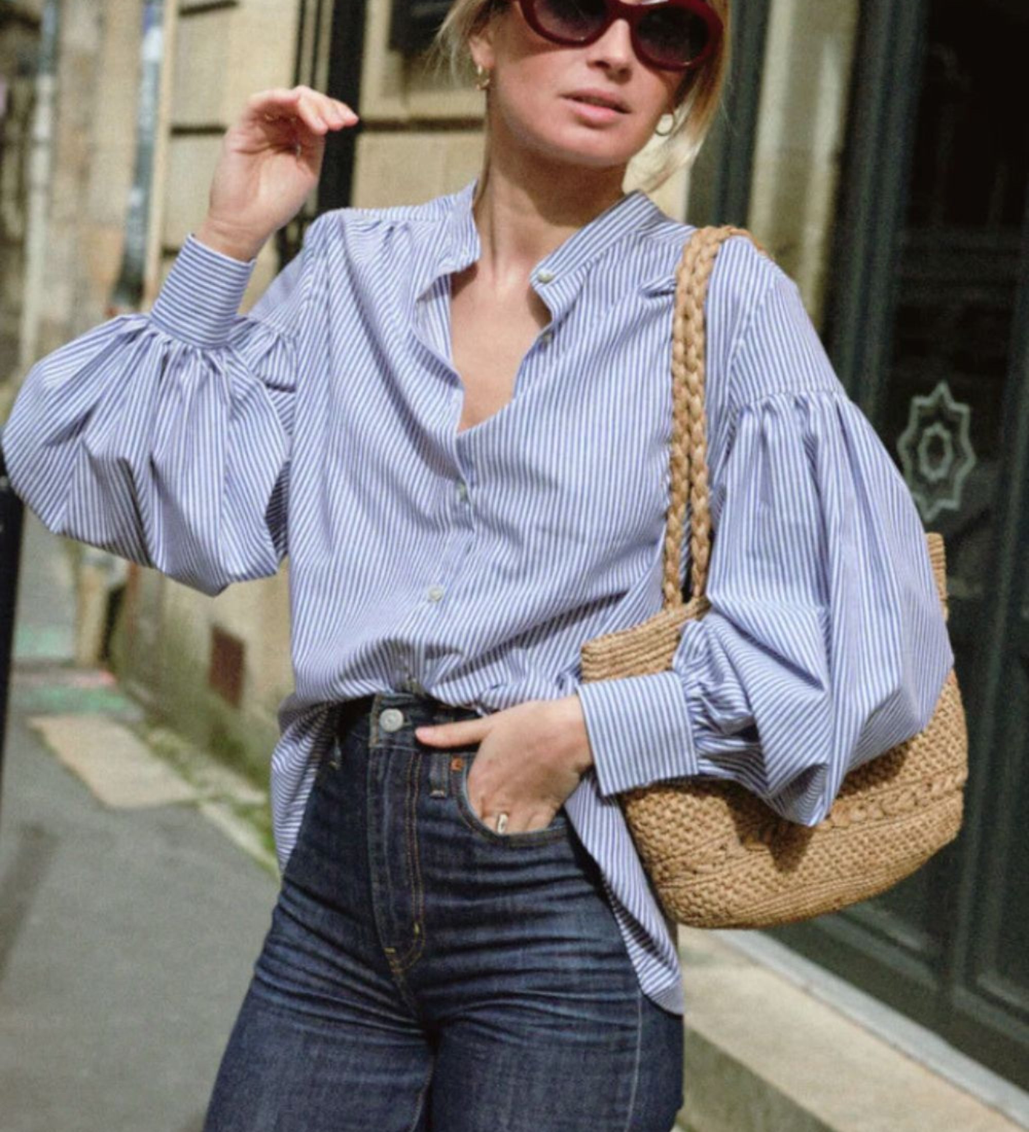 Sac cabas en raphia thé porté épaule - MINI OLIKA 