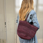 sac seau bordeaux en raphia pour la rentrée