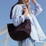 sac seau chocolat en raphia crocheté, FLORES  