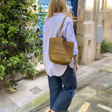 sac seau en raphia porté en ville, BIG SINY automne