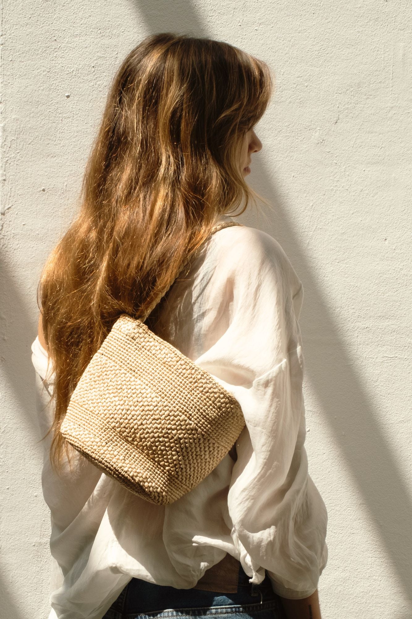 Sac seau en raphia naturel fait main porté épaule– SINY