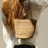 Sac seau en raphia thé fait main porté– SINY