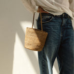 Sac seau en raphia thé fait main porté main – SINY
