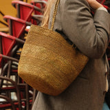 Sac seau en raphia automne fait main porté épaule– BIG SINY