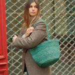 Sac seau en raphia fait main porte épaule– BIG SINY vert