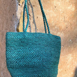 Sac seau en raphia vert fait main – BIG SINY