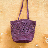 Sac seau en crochet de raphia fait main – FLORES bordeaux