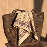 Sac seau marron en crochet de raphia fait main, BIG SINY tabac 