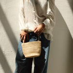 Sac seau en raphia naturel fait main porté main – SINY