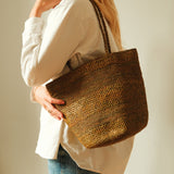 sac seau vert kaki en crochet de raphia fait main, BIG SINY I The Clow Company