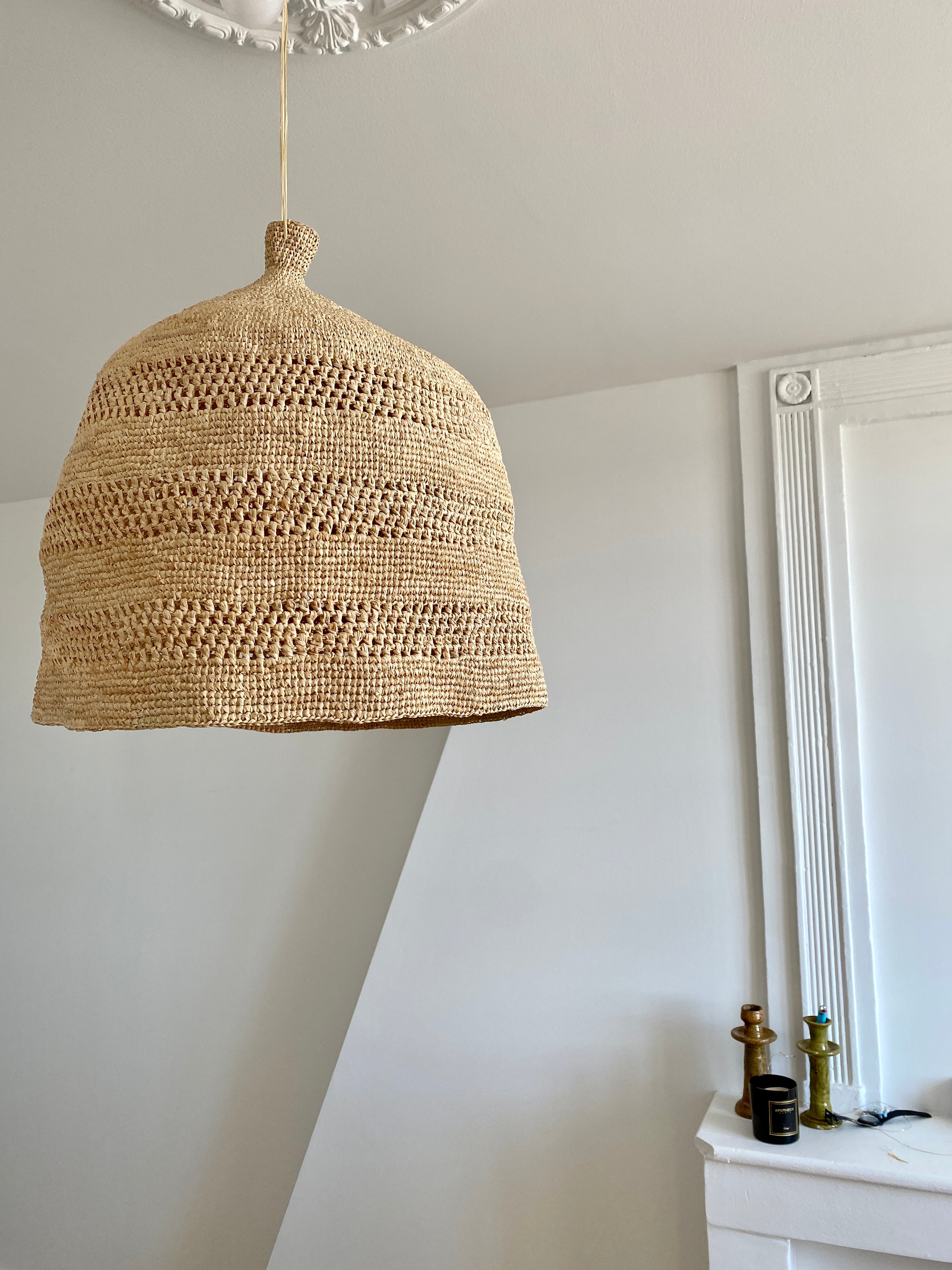 Grande suspension en raphia fait main, BIG JIRO naturel