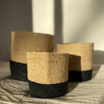 Trio de paniers en crochet de raphia faits-main -TRIO TANA noir