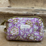 packshot de la trousse de toilette en coton imprimé matelassé carthage lilas