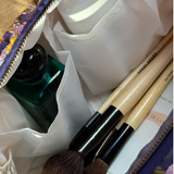 compartiments intérieurs de la trousse de toilette en coton marine 